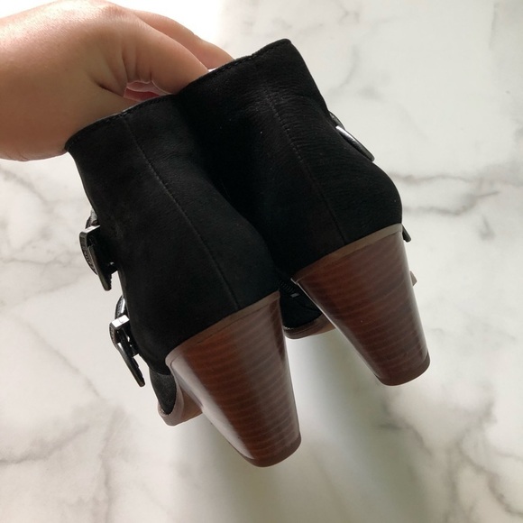 Franco Sarto Granton Block Heel Buckle Black Bootie Size 7 - Picture 6 of 8